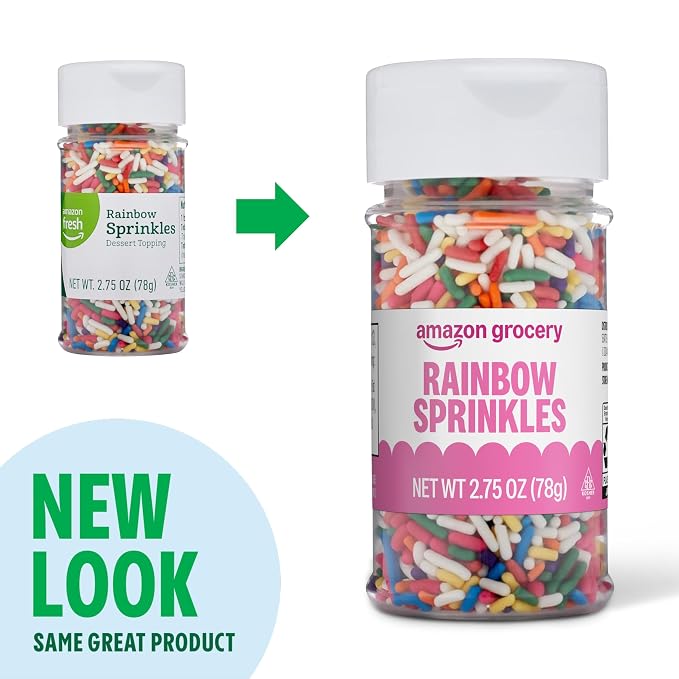 Amazon Grocery, Rainbow Sprinkles, 2.75 Oz (Pack of 4)