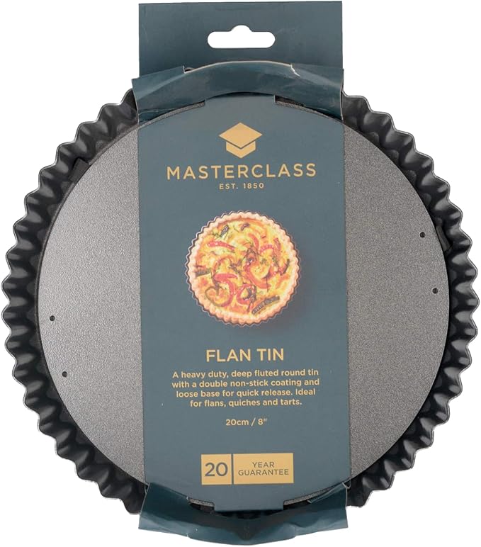 MasterClass Non-Stick Fluted Flan Tin/Quiche Pan with Loose Base, 20 cm (8")