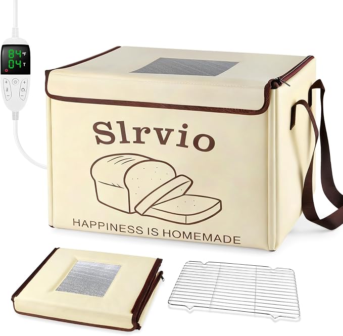 Foldable Bread Proofing Box with 50–113℉ Temperature Control & 12H Timer, Bread Proofer Warming Box with Metal Rack, for Sourdough, Pizza, and Yogurt