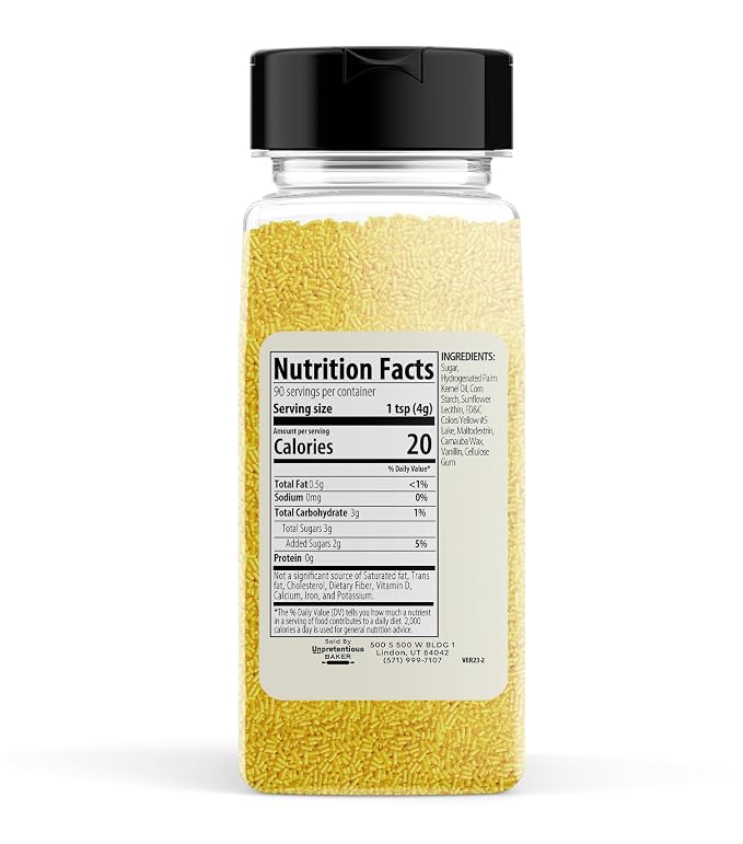 Yellow Sprinkles (2 Cups) Bright & Colorful Jimmies, Decorative & Fun Topping for Baking