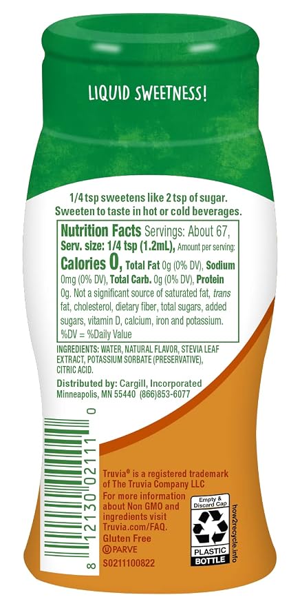 Truvia Zero-Calorie Liquid Sweetener from the Stevia Leaf, 2.7 Fl Oz bottle, Caramel flavor (Pack of 2)