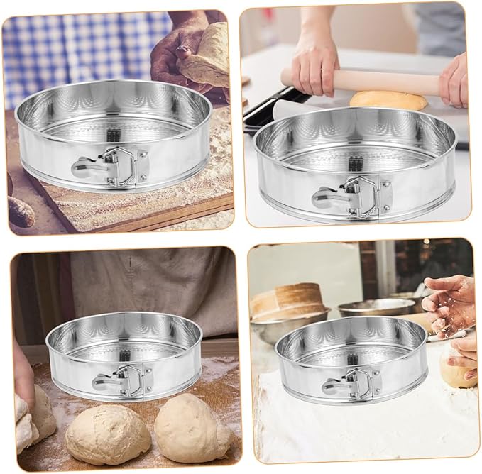 VALICLUD Stainless Steel Springform Cake Pan 9-inch Leakproof Baking Tray with Locking Latch Removable Bottom for Cheesecake and Home Kitchen Bakeware