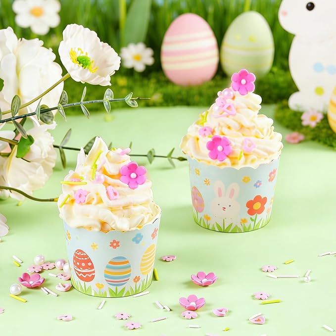 Flowers Sprinkles for Cake Decorating, 15 Pink Flowers Icing Decorations - 7 oz Easter Pastel Sprinkles Green Pink Sugar Pearls Jimmies for Cookie Decorating, Spring Sprinkles Cupcake Topper, Ice Cream, Candy Chocolate