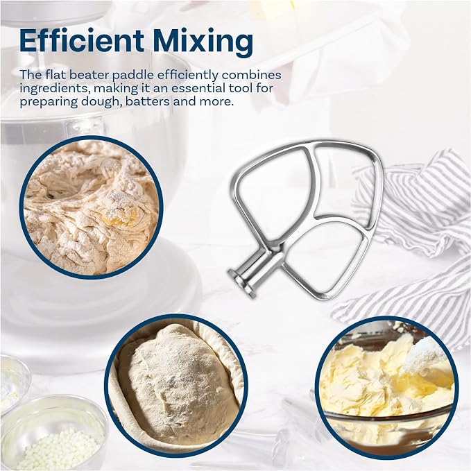 Mixer Attachments for KitchenAid 4.5–5 Quart Tilt-Head Stand Mixers – Compatible with Artisan & Classic – Beaters, Whisks, Dough Hooks & Attachment Sets by MMOBIEL (Flat Beater, Stainless Steel)