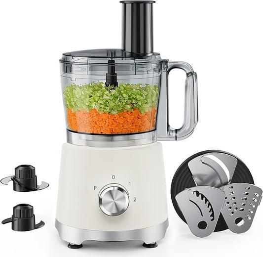 NEWBULIG 10.5 Cups Food Processor, Versatile Food processors with 5 Blades, 600W Powerful Meat Grinder for Slicing, Shredding, Chopping, Kneading, Dishwasher Safe, for Meat, Vegetables, Fruit, Dough