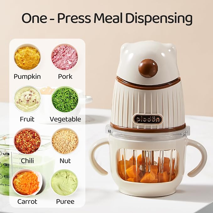 Baby Food Maker with Glass Bowl& 316 Stainless Steel Blades, Baby Food Processor for Infants 6+ Months, BPA-Free One-Step Blender for Homemade Stage 1 2 3 Puree, Dishwasher Safe, White