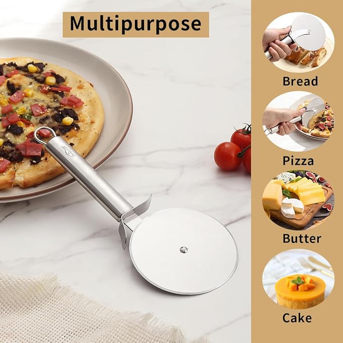 Berglander Pizza Wheel, Titanium Plating Stainless Steel Pizza Cutter, Super Sharp Pizza Slicer With Titanium Plating, Pastry Cutter, Easy to Clean And Stored