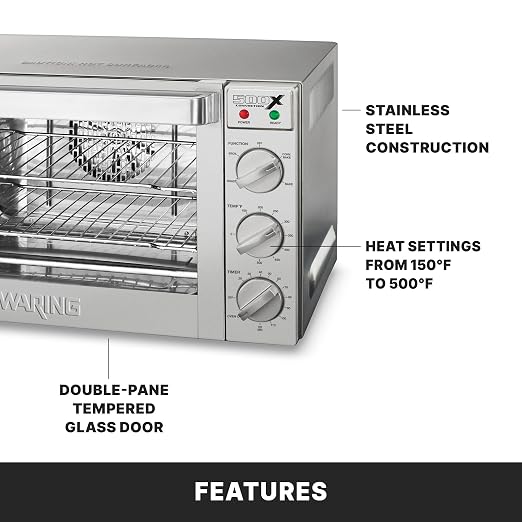 Waring Commerical Convection Oven, Half-Size Pan Capacity, 4 Cooking Functions, for Commercial Kitchens & Restaurants, NSF Certified, WCO500X