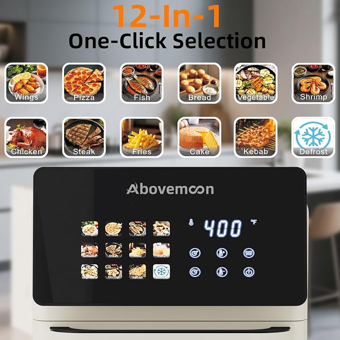 10L Large Xl Pro Air Fryer Oven With Grill Combo For Kitchen Countertop Use,12 in 1 Smart Convection Ovens,AirFryer With Glass View Window,Nonstick Basket,Fryer Liners,Removable Door-White