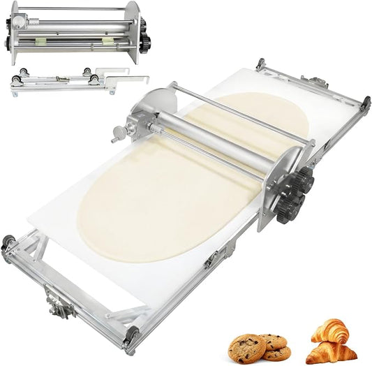 Electric Dough Sheeter Machine 22.7", Commercial Dough Roller Sheeter for Pizza & Pastry, Foldable Stainless Steel Dough Rolling Machine with Adjustable Thickness for Croissant, Bread, Restaurant