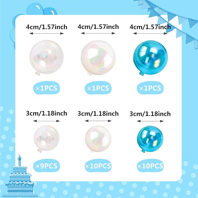 32 PCS Ball Cake Topper Bubble Mini Balloon Topper Ball Cake Picks for Birthday Party Wedding Decoration Supplies