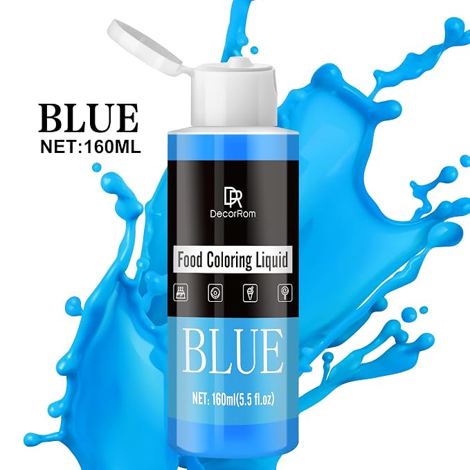 Blue Food Coloring Liquid - Vibrant Liquid Icing Food Coloring Set for Baking, Cake Decorating, Easter Egg, Airbrush - Tasteless Food Dye for Fondant, Slime, DIY Crafts - 5.5 Fl.oz / 160ml Each