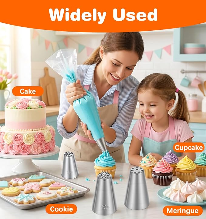 Grass Piping Tip, 3 PCS Stainless Steel Grass Tip for Cake Decorating with Multi-opening Design (No. 233/234/235)