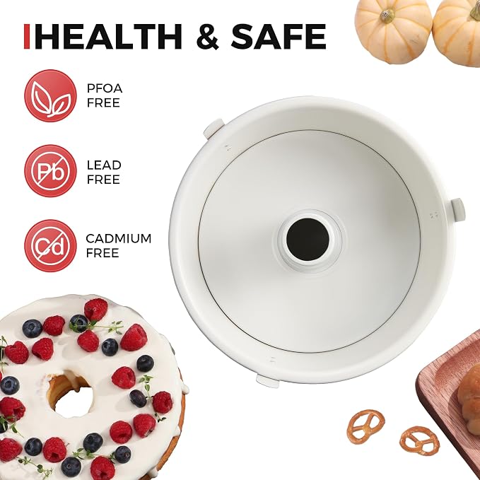HONGBAKE Nonstick Angel Food Cake Pan with Removable Bottom, 10 Inch Tube Pound Cake Pans for Baking Chiffon Cake, 16-Cup, Heavy Duty, Pink