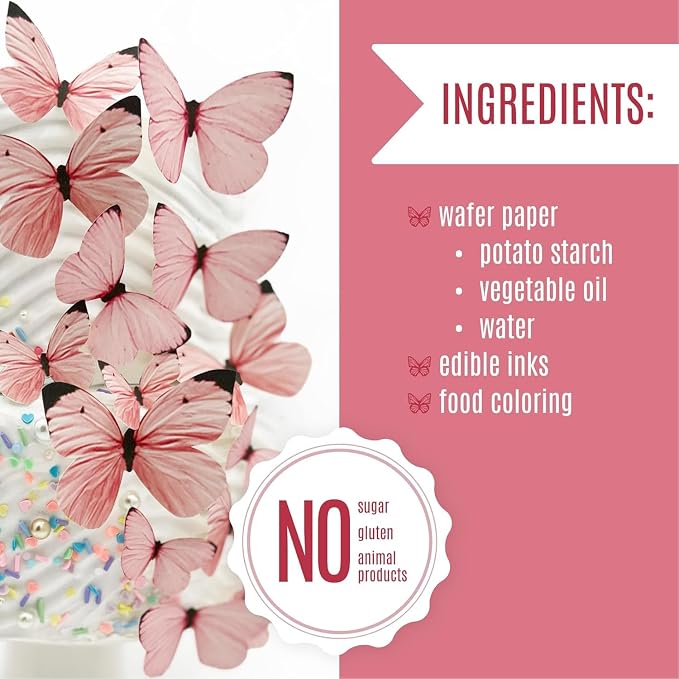 NEW Sugar Robot Edible Butterflies for Cake Decorating - Small Pastel Butterfly Cake Toppers and Cupcake Toppers - Decoration Made in the USA - Premium Crafted Assorted Colors