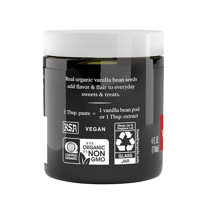 Simply Organic Vanilla Bean Paste, 4 Ounce Jar, Certified Organic, Kosher, Vegan, Non-GMO Rich Soft Paste, Warm Woody Aroma
