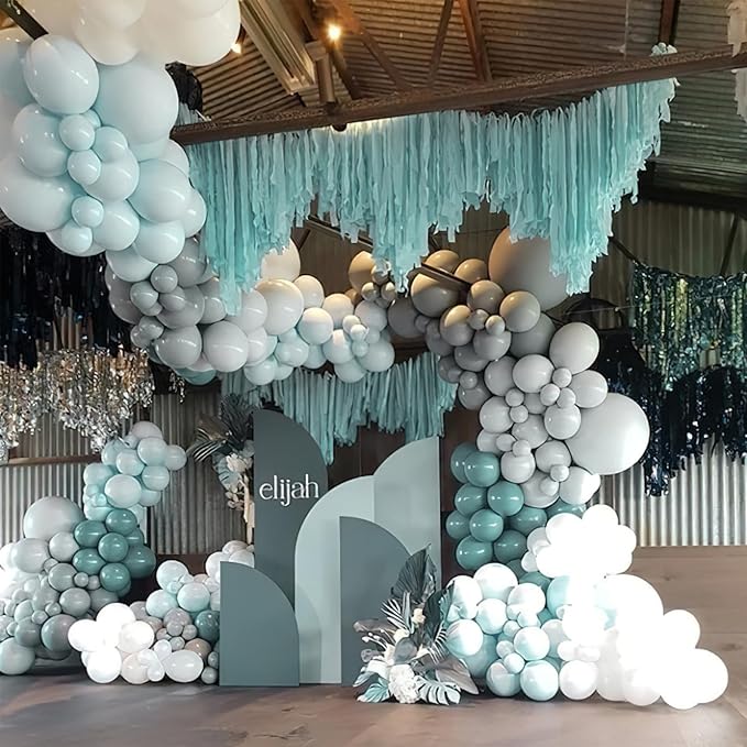 PartyWoo Blue and Gold Balloons, 140 pcs Boho Blue and Chrome Gold Balloons Different Sizes Pack of 18 Inch 12 Inch 10 Inch 5 Inch for Balloon Garland Arch as Birthday Decorations, Party Decorations