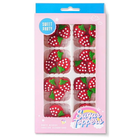 Strawberry Icing Decoration 24 Count Edible Royal Icing Decorations Spring Sprinkles DIY Candy Dessert for Baking Cookie Cake Cupcake Topper Easter Birthday Party Decoration Supplies