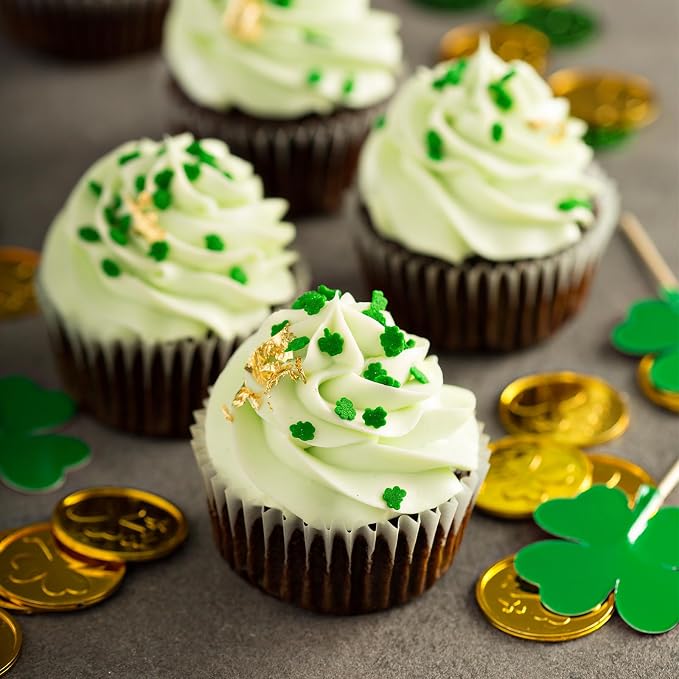 St Patrick's Day Sprinkles, Green Shamrock Sprinkles for Cake Decorating, Edible Sprinkle Mix for Baking, Ice Cream, Cookies, Cupcake Topper, 3.53oz