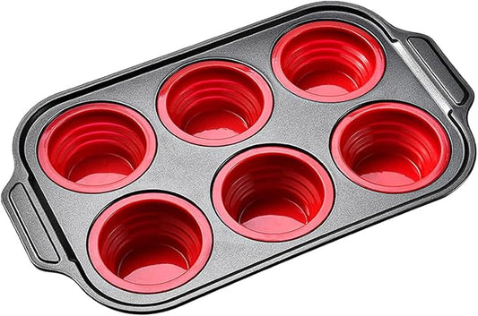 Silicone Muffin Pans - Easy Release Reusable, Cupcake Baking Tray, Donut Mold Set, Oven Air Fryer Pan With Nons Stick Flexible Design | Silicone Muffin Pans For Breakfast Cooking Dessert Treat Cupcake
