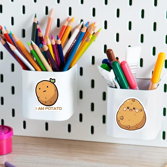 50 Pcs Funny Potato Stickers, Cute Kawaii Potato Character Decals, Waterproof Vinyl Sticker Pack for Laptop, Water Bottle, Journal for Kids & Adults(Potato)