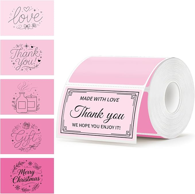 2"x3" 500pcs Rectangle Thermal Labels, Pink Stickers for Thermal Printer | Waterproof, Multi-Color, Gradient Pink, Oil-Proof, BPA-Free, Strong Adhesive, DIY Logo, Compatible with Munbyn/Rollo/Zebra