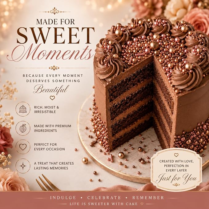 Confect Fusion Rose Gold Metallic Sprinkles Mix - Edible Cake Decorating Pearls, Rods & Sugar Crystals for Cupcakes, Cookies & Cakes | Vegan, Gluten-Free, Nut-Free, Soy-Free, Dairy-Free, Palm Oil-Free- 4.2 Oz