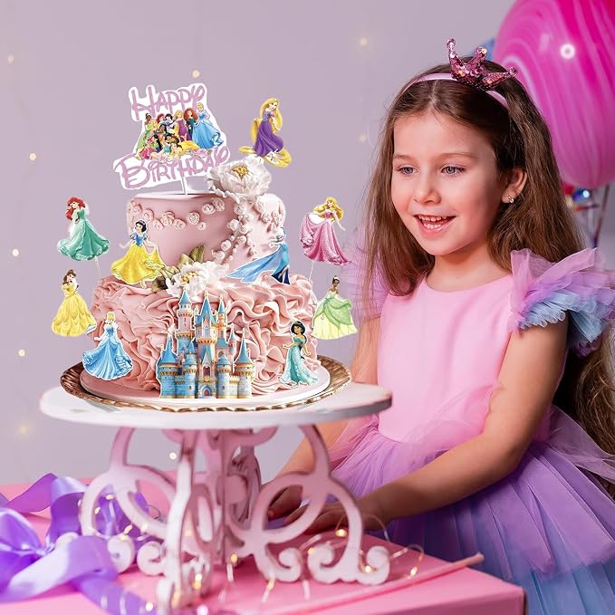 11 Pcs Princess Cake Topper, Fantastic Happy Birthday Cake Decorations, Cute Cake Toppers for Girls