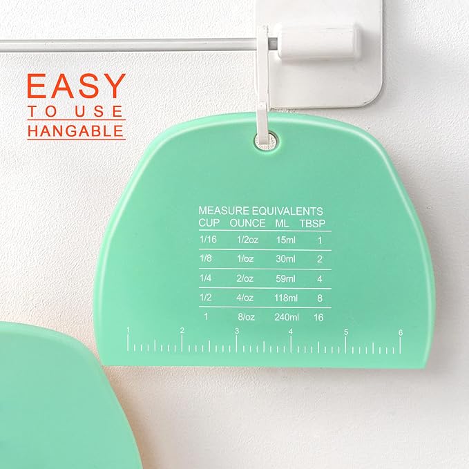 Teenitor 2 Pieces Dough Scraper, Plastic Dough Cutter, Bread Scraper for Sourdough, Bench Scraper with Measuring Scale, Multipurpose Food Scrapers for Dough, Cake, Bread Green