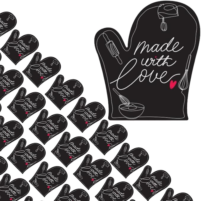 300PCS Made with Love Stickers – 2"x1.75" Baking Labels for Baked Goods Packaging, Baked with Love Badges for Homemade Bakery. Use on Jars, Bags, Boxes