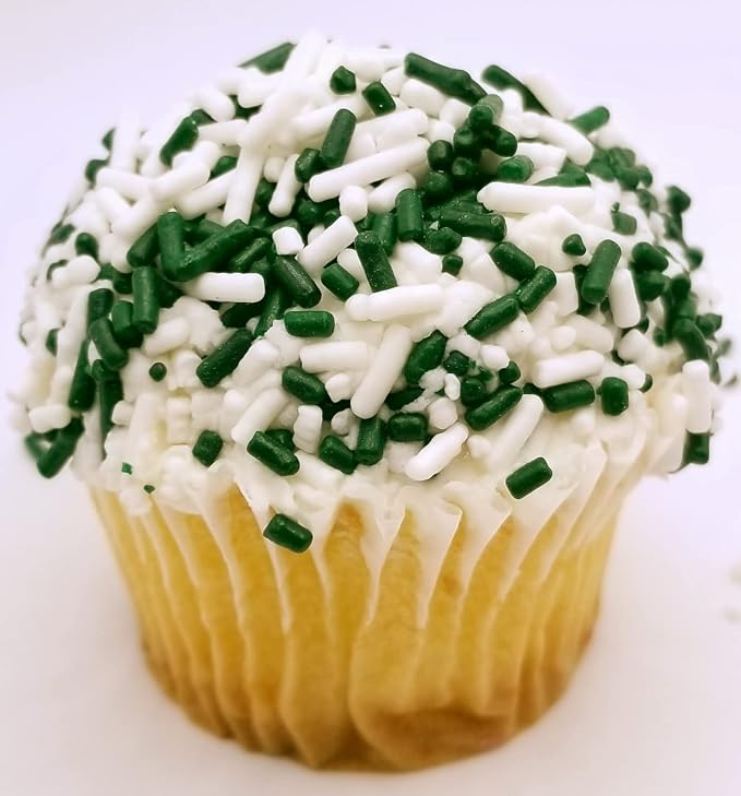 NCS Green & White Jimmies Edible Sprinkles – Cupcake, Cake & Cookie Decorations, 7 oz