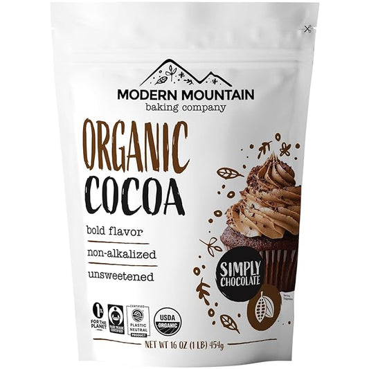 Organic Cocoa Powder (1 lb) Premium Cocoa, Bold Rich Flavor, Perfect for Baking, Fair Trade Certified, 100% Unsweetened Cocoa Powder, Non-GMO Sourced, Verified Gluten Free