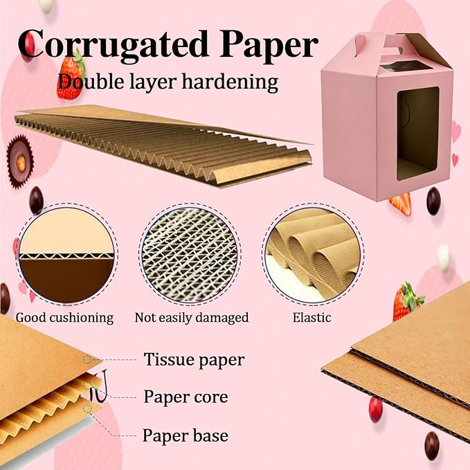 Cake Boxes - 2 Pack Tall Cake Box 12x12x14 Inch Disposable Layer Carrier with Window Large Tierd Cake Out Transport Containers with Handle for Wedding, Birthday, Party