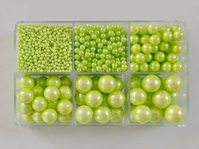 5 Sizes Edible GrassGreen Pearls Sugar Sprinkles 130g/4.6oz, 2,4,7,10,12mm Candy Pearl for Cake Decorating and Cupcake Toppers Cookie Decorations Ice Cream Topping Wedding Valentines Halloween Christmas