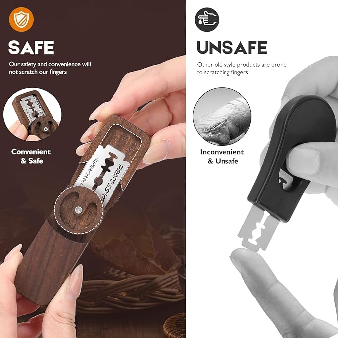 Magnetic Bread Lame Dough Scoring Tool,Lame Bread Tool with Turntable Design,Bread Scoring Knife for Bread Baking & Sourdough Baking,Bread Razor Tool with 5 Razor Blades-Black Walnut Wood