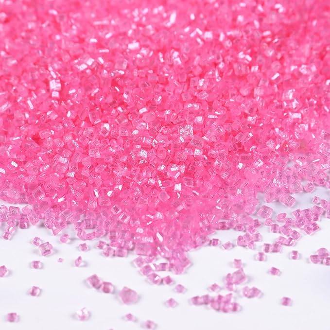 Pink Sprinkles for Cake Decorating, 4.02oz Pink Sanding Sugar Sprinkles, Edible Glitter Sprinkles for Cupcake Toppers Baking Drinks Cookie Ice Cream Dount Chocolate