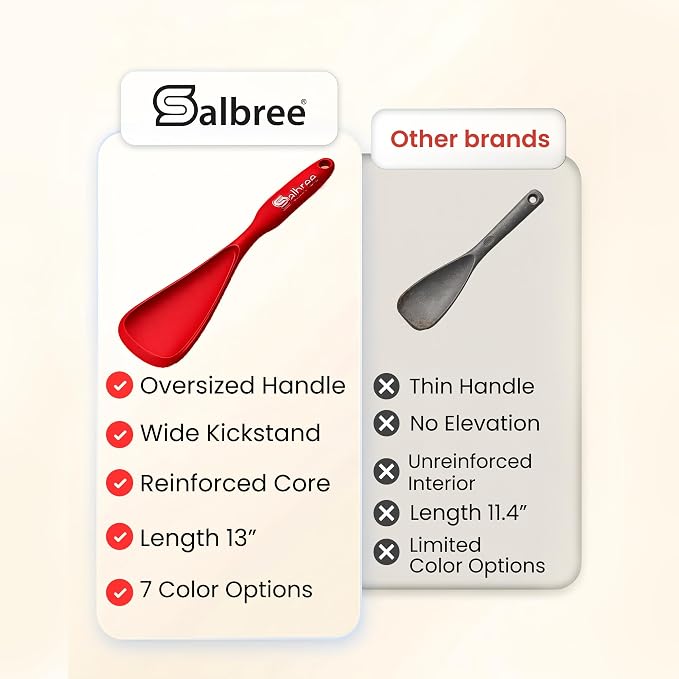 Silicone Spoon Spatula for Cooking - Multifunction Scoop Spatula Spoonula - Heat Resistant Cooking Spoon for Nonstick Cookware - Large Silicone Kitchen Spoon - Seamless Design (Red,1pc)