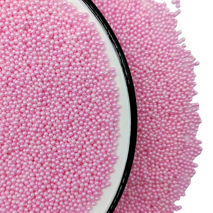 Homankit Pink Nonpareils Sprinkles Edible Cookie Decorations Mini Pearls for Decorating Cake, Baking, Cupcake Toppers, Ice Cream, Donuts 3.88 Ounce
