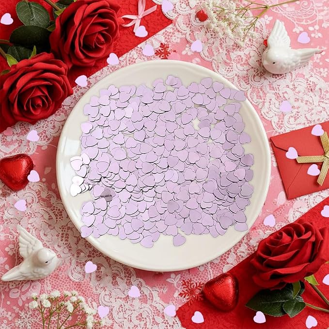 Heart Confetti, Valentines Day Heart Glitter Confetti Decorations, 50g Purple Metallic Foil Sequins Sprinkles Table Decorations for Valentine's Day Wedding Home Birthday Anniversary Party Supplies