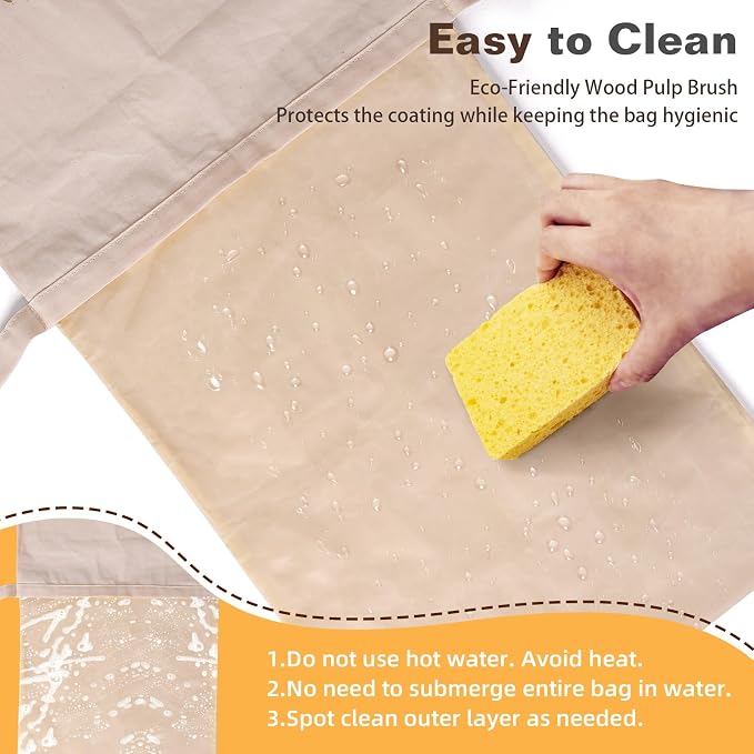 Beeswax Bread Bag for Sourdough, Reusable Beewax Bread Bags,2 Pack XL Organic Cotton Sourdough Bread Bags for Homemade, Keep Bread Fresh, Freezing Safe with Cleaning Brush-Care | Beeswax Bread Bag