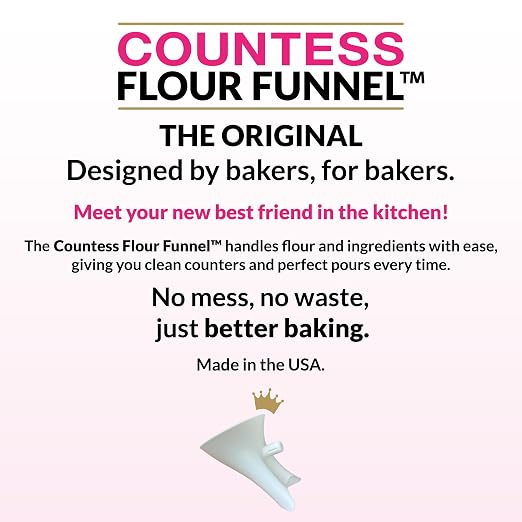 Countess Flour Funnel™ - Stand Mixer Attachment by The Cookie Countess (White)