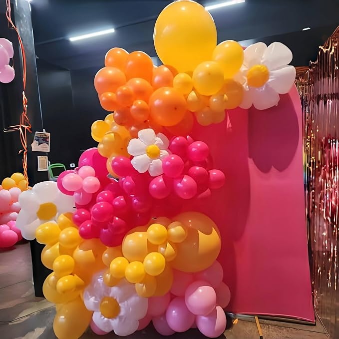 Pink and Orange Balloon Arch, 103 PCS Baby and Hot Pink Balloon Garland With Peach Yellow Balloons for Princess Tropical Hawaiian Theme Birthday Party Decorations
