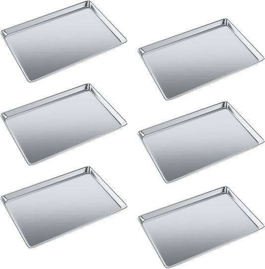 Pack of 6 | 18 in. x 26 in. Full Size Aluminum Bun. / Sheet Pan | Ideal for baking, roasting, cooling, prepping, or storing - a must-have in restaurants, bakeries, and busy kitchens.