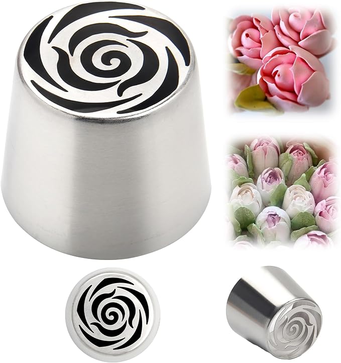 Extra Large Russian Piping Tips - Stainless Steel Flower Nozzles Set for Cake Decorating, Rose & Floral Icing Tips for Cupcakes, Cookies Professional Baking Tools (XXL, Style 40)