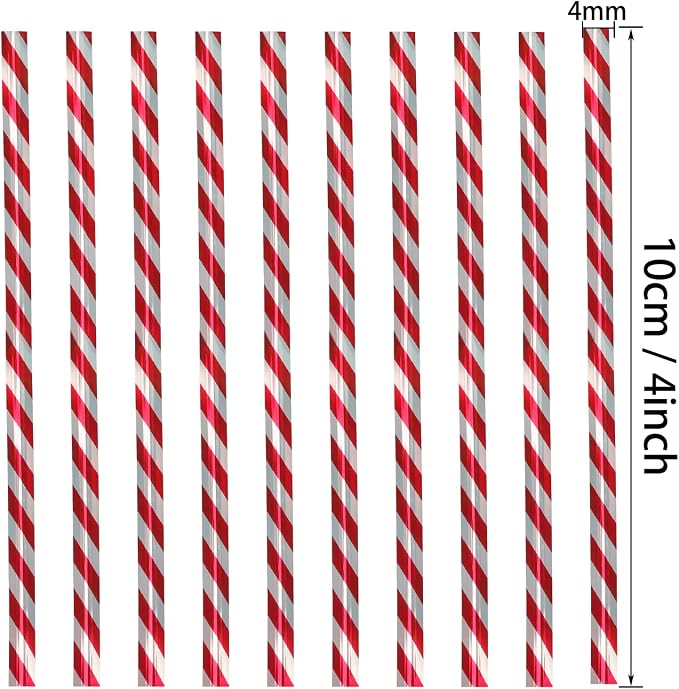Mini Skater 4" Metallic Twist Ties Foil Bread Ties for Packaging Bakery Candy Goodies Cookies Gift Cellophane Treat Bags Christmas Wedding Party Favor Supplies,500Pcs (Red Stripe)