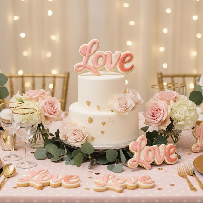 Love Cookie Cutters Wedding Cutter Molds 3.5" with Plunger Stamps Baking Dough Tools Cake Shapes PLA Accessories for Birdesmaid Decorative Party Kitchen Supplies