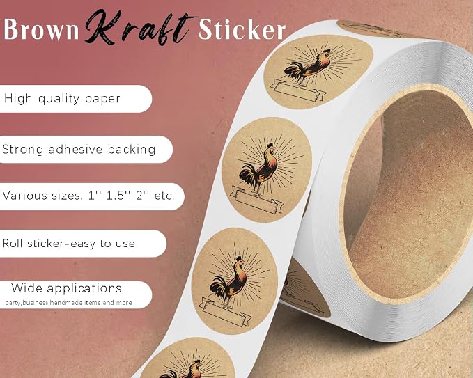 100-1000pcs Custom Round Kraft Paper Roll Stickers,Personalized Handmade with Love Labels,Custom Thank You Labels,Custom Stickers for Party Favors,Handmade Items,Gift Wrapping and More (2inch)