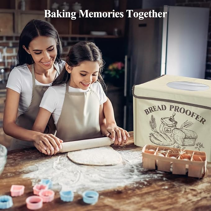 Bread Proofing Box with Temp & Timer Control – Foldable Bread Proofer for Dough, Sourdough, Pizza & Yogurt – Large Proofing Container for 3D Filament Drying, with NTC Sensor & Bonus Shelf
