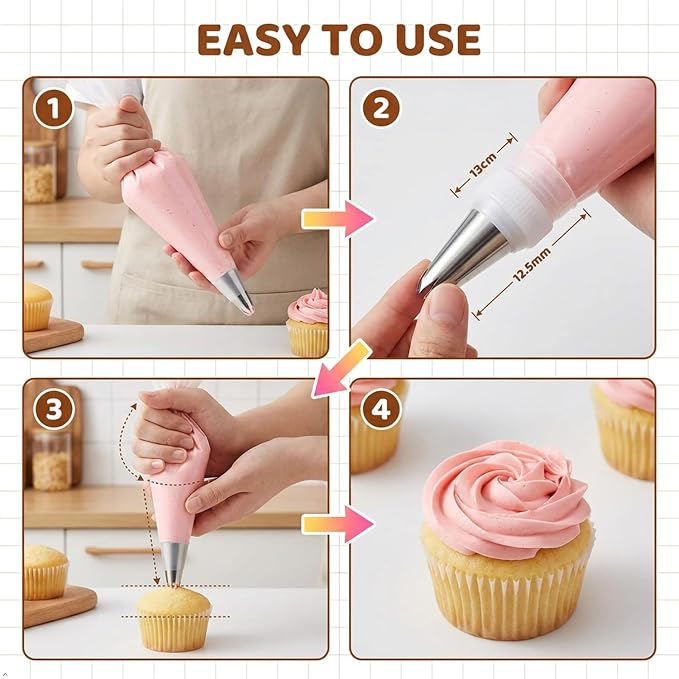 Reusable Piping Bags and Tips Set, 16 Inch, Cotton, Pastry Bags for Cake Decorating, Cupcakes, Cookies