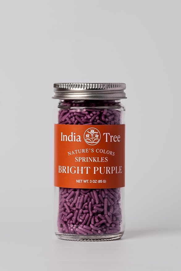 Bright Purple Sprinkles – Vegan, Non‑GMO, Dye‑Free, Allergen‑Free, 3 oz Jar – India Tree Nature’s Colors